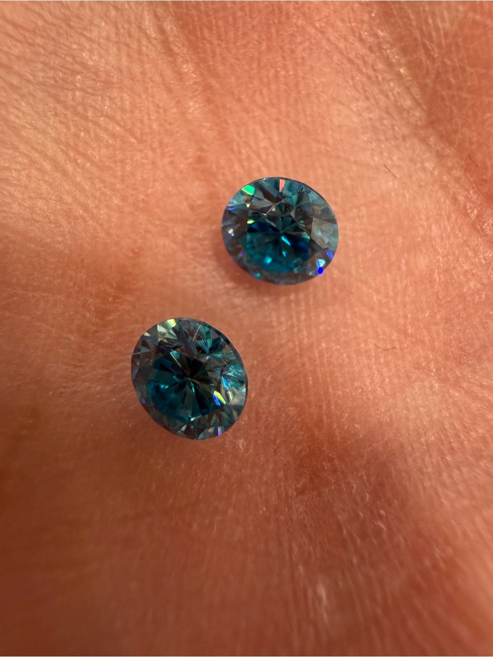 1.0 Carat Blue Moissanite Gemstones (2 pieces)